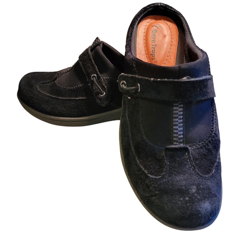 BARETRAPS Noella Black Suede Leather Slide On Clogs Comfort Shoes Size 7.5